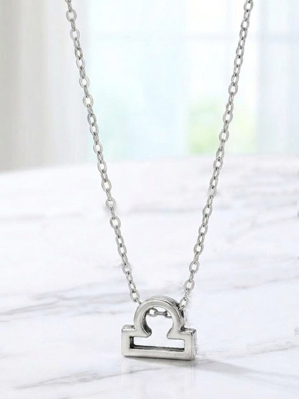  Silver Stylish Constellation Symbol Necklace - Libra
